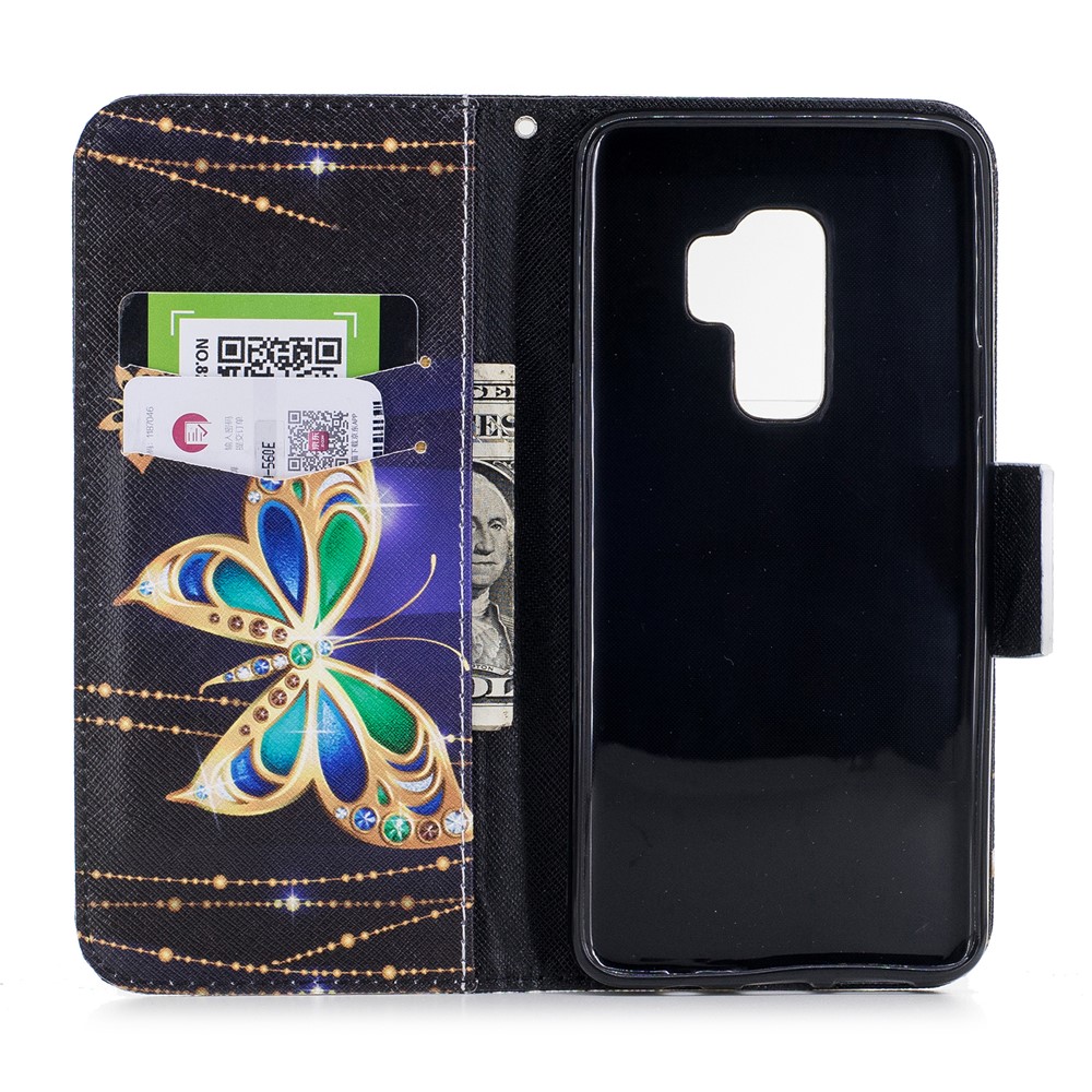 Para Samsung Galaxy S9+ Pattern Printing Flip Leather Willet Case Protector - Mariposa Diamante-8