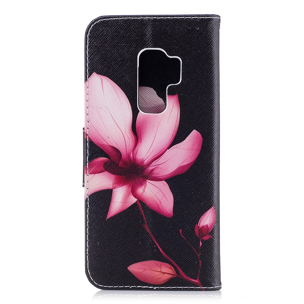 Suporte De Cartão Estofamento De Couro Com Padrão De Samsung Galaxy S9 Plus - Flor Fresca-3