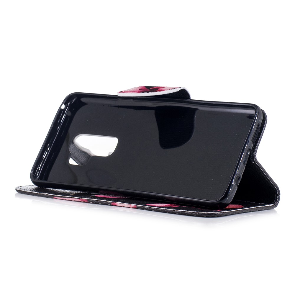 Suporte De Cartão Estofamento De Couro Com Padrão De Samsung Galaxy S9 Plus - Flor Fresca-5