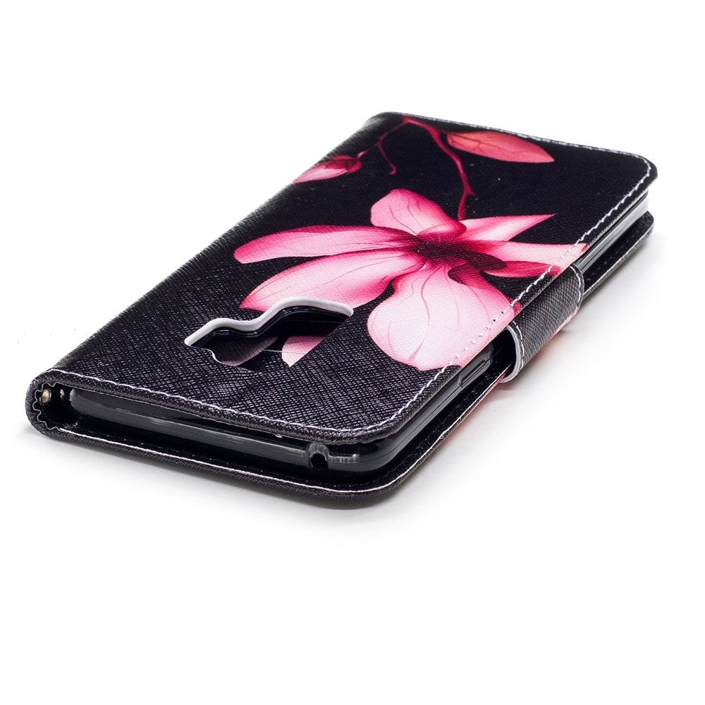 Suporte De Cartão Estofamento De Couro Com Padrão De Samsung Galaxy S9 Plus - Flor Fresca-7