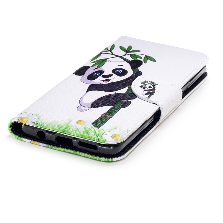 Patterned PU Leather Wallet Stand Phone Case for Samsung Galaxy S9 Plus - Panda Climbing on Bamboo-6