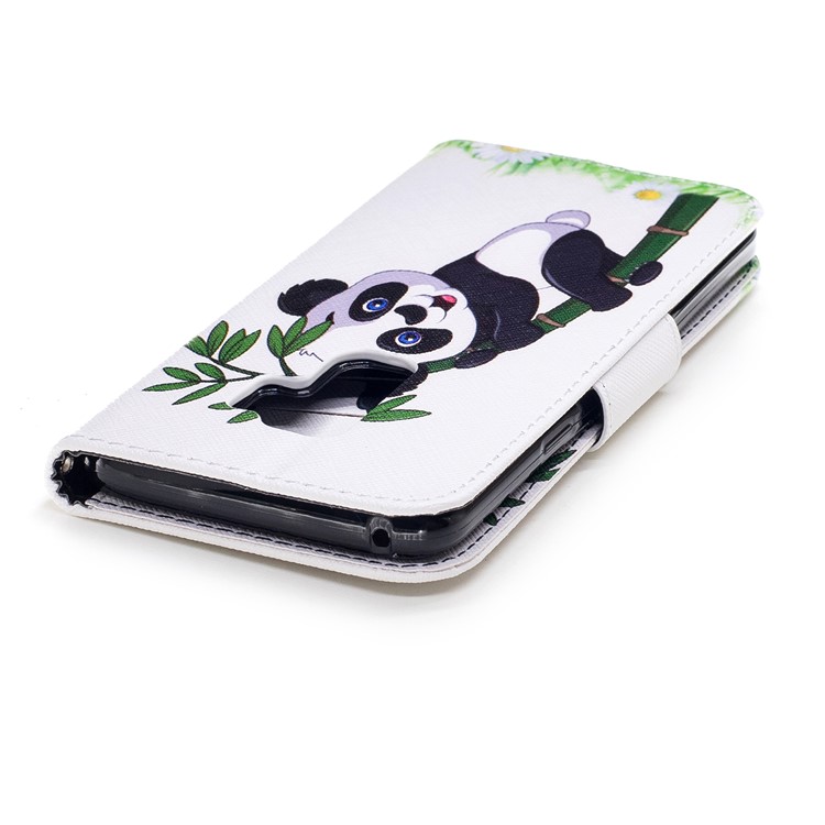 Patterned PU Leather Wallet Stand Phone Case for Samsung Galaxy S9 Plus - Panda Climbing on Bamboo-7