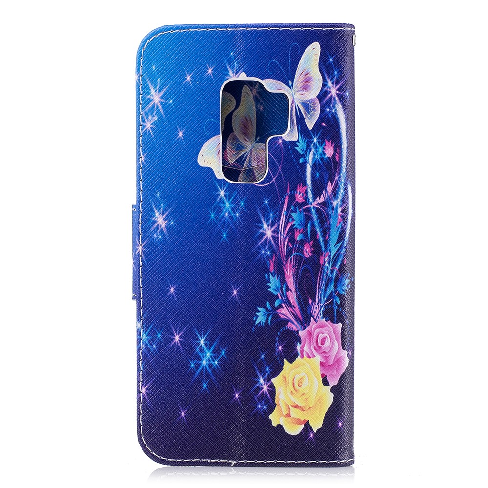 Pattern Printing Wallet Stand Leather Mobile Cover for Samsung Galaxy S9 Plus - Pretty Butterfly and Star-3