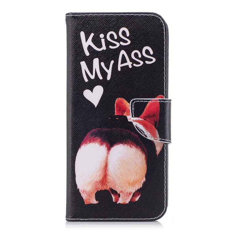 Wallet Stand Patterned Leather Mobile Case for Samsung Galaxy S9 Plus G965 - Kiss My Ass-2