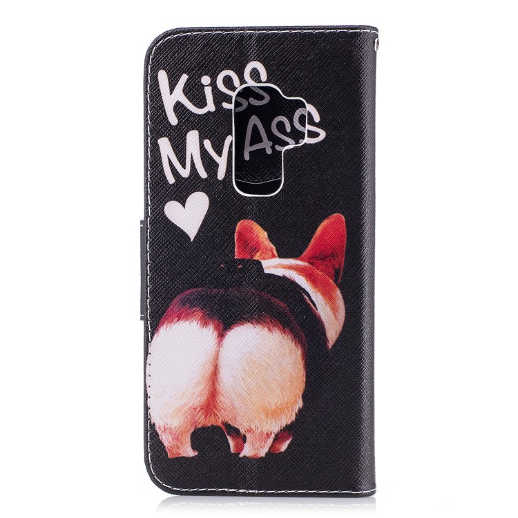 Wallet Stand Patterned Leather Mobile Case for Samsung Galaxy S9 Plus G965 - Kiss My Ass-3