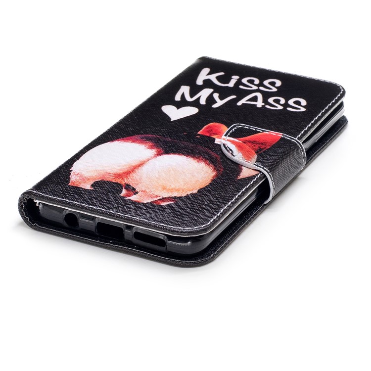 Wallet Stand Patterned Leather Mobile Case for Samsung Galaxy S9 Plus G965 - Kiss My Ass-6