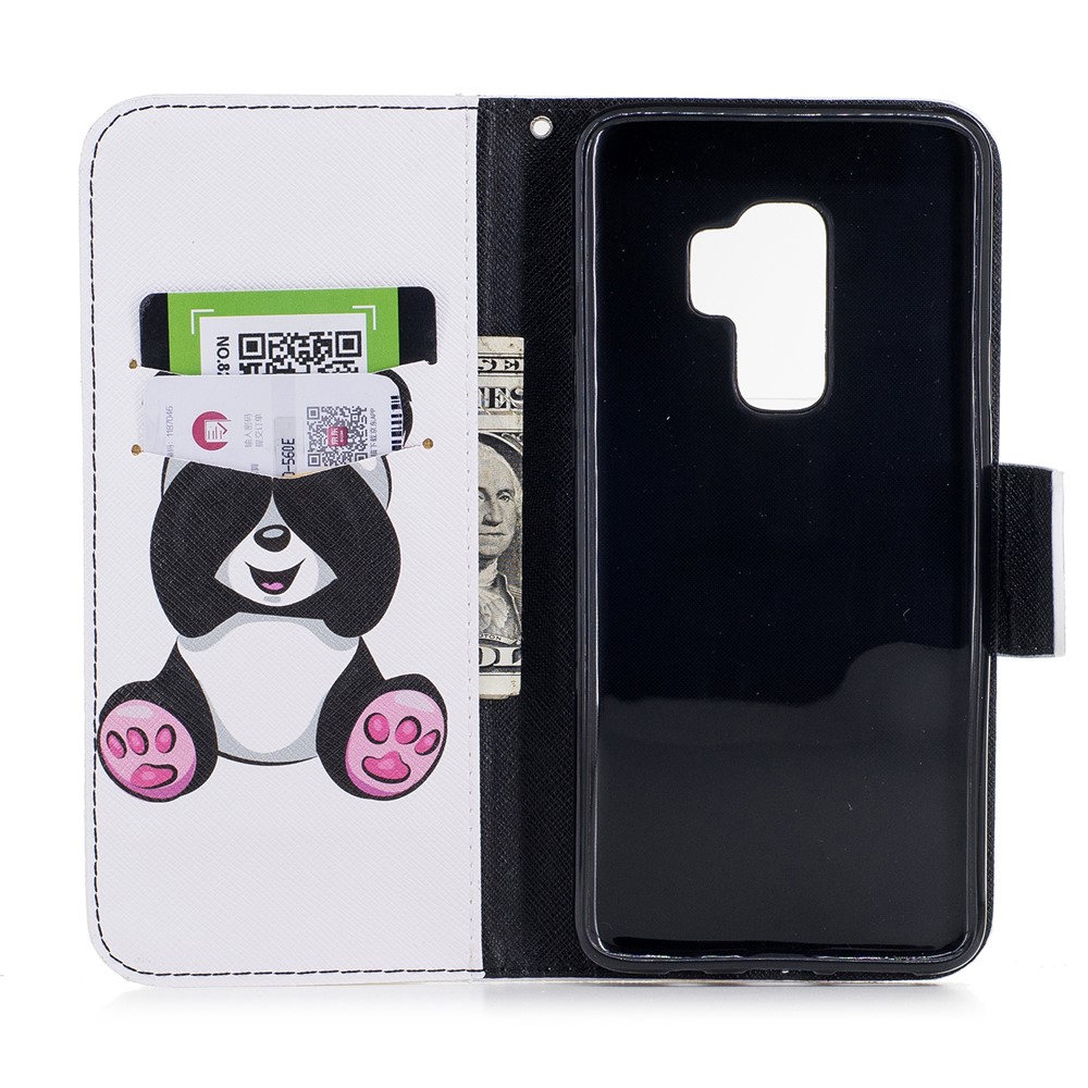 Pattern Printing Leather Wallet Stand Case for Samsung Galaxy S9 Plus G965 - Cute Panda-8