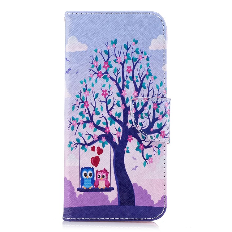 Patterned Leather Wallet Stand Cover Case for Samsung Galaxy S9 Plus G965 - Owl Lover and Flowered Tree-2
