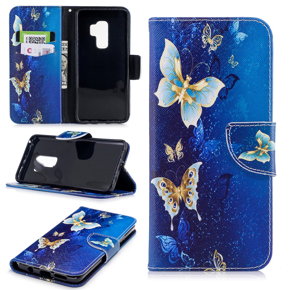 Estuche Protector De Cuero Con Estampado Para Samsung Galaxy S9 Plus G965 - Hermosas Mariposas