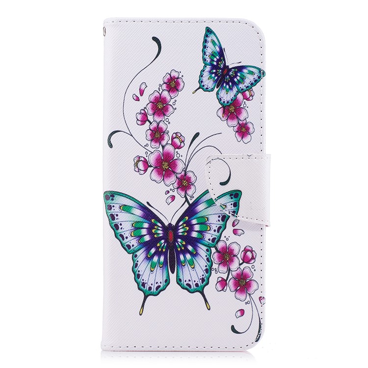 Pattern Printing Leather Wallet Stand Shell for Samsung Galaxy S9 Plus G965 - Flower and Butterfly-2