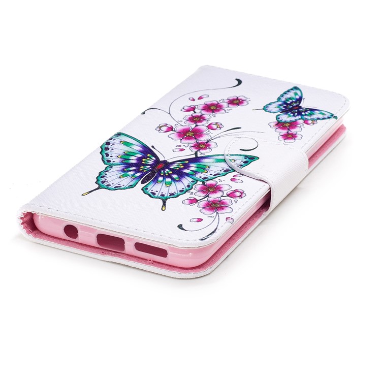 Pattern Printing Leather Wallet Stand Shell for Samsung Galaxy S9 Plus G965 - Flower and Butterfly-6