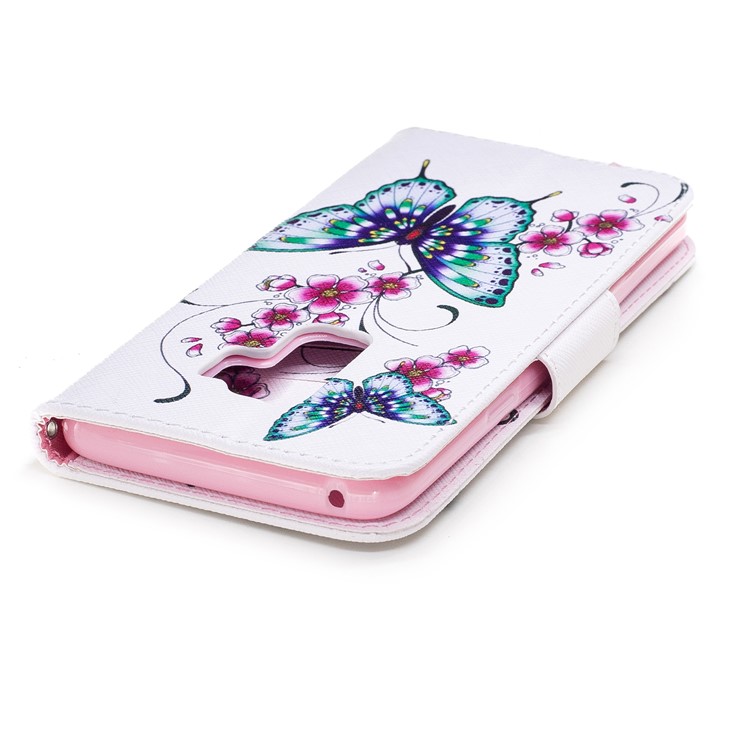 Pattern Printing Leather Wallet Stand Shell for Samsung Galaxy S9 Plus G965 - Flower and Butterfly-7
