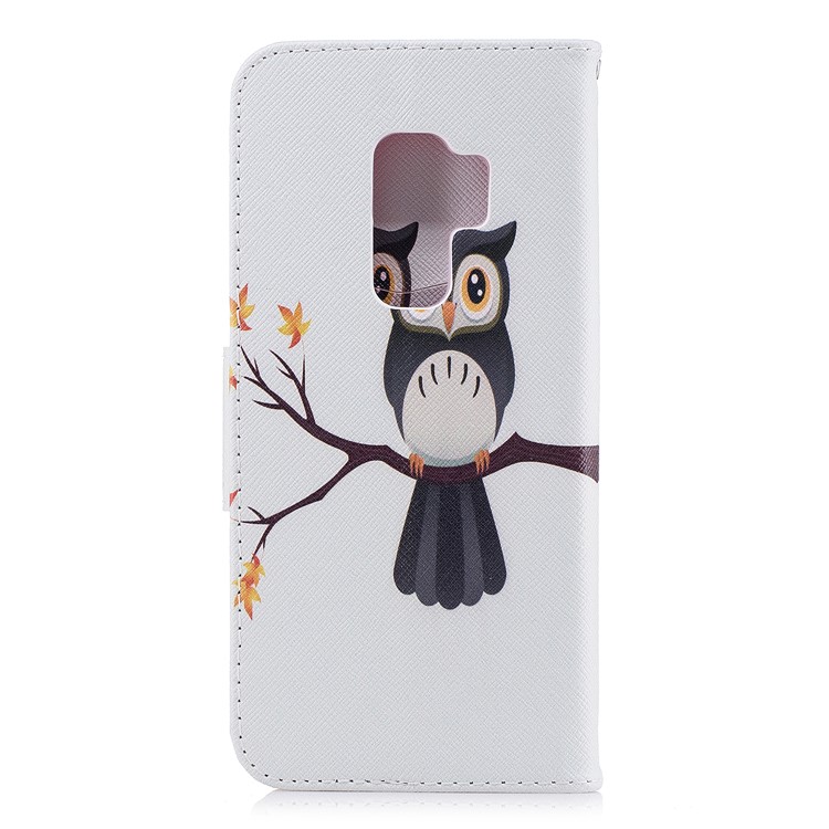 Pattern Printing Leather Wallet Stand Cover for Samsung Galaxy S9 Plus G965 - Owl on the Branch-3