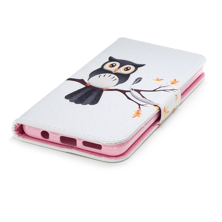 Pattern Printing Leather Wallet Stand Cover for Samsung Galaxy S9 Plus G965 - Owl on the Branch-6