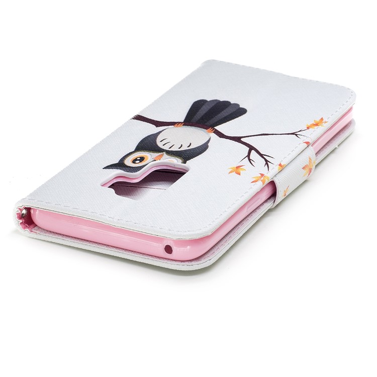 Pattern Printing Leather Wallet Stand Cover for Samsung Galaxy S9 Plus G965 - Owl on the Branch-7
