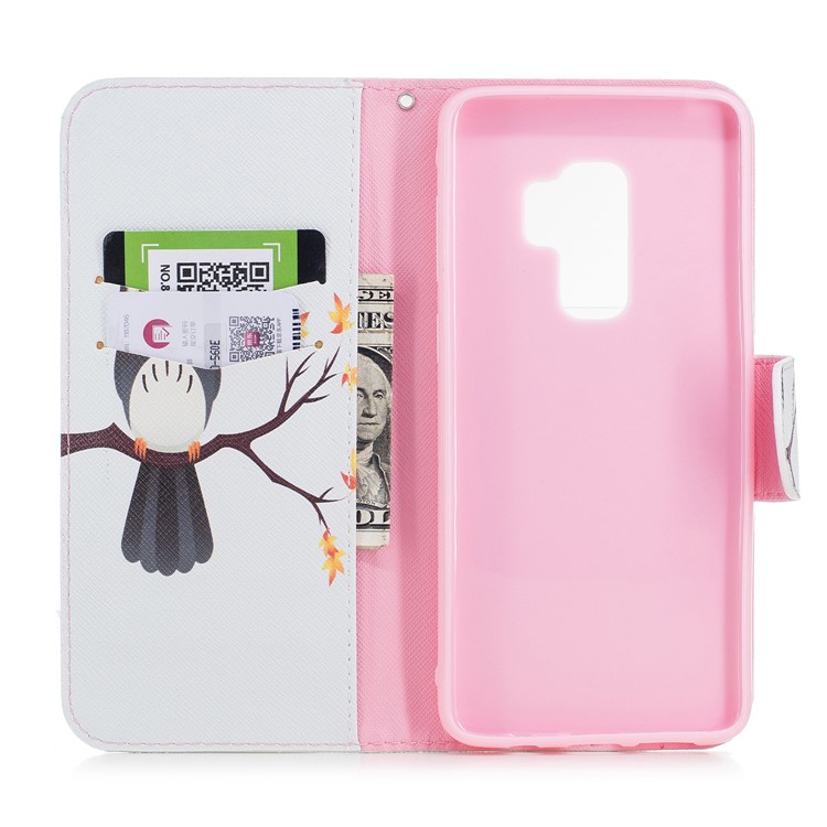 Pattern Printing Leather Wallet Stand Cover for Samsung Galaxy S9 Plus G965 - Owl on the Branch-8