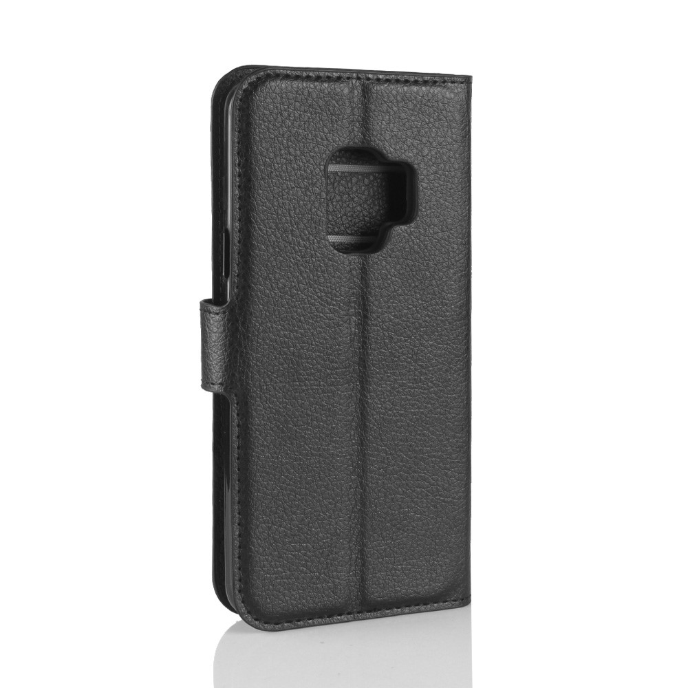 Litchi Skin PU Leather Wallet Stand Phone Shell for Samsung Galaxy S9 - Black-6