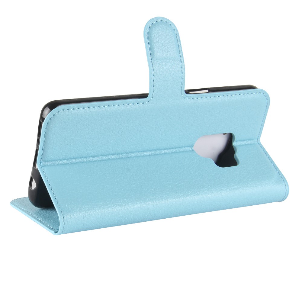 Litchi Skin PU Leather Wallet Stand Mobile Phone Cover for Samsung Galaxy S9 G960 - Blue-5