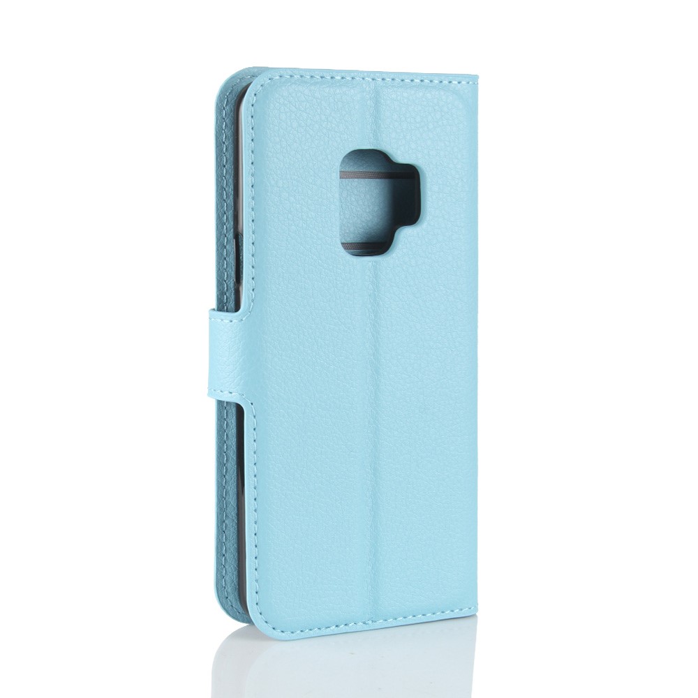 Litchi Skin PU Leather Wallet Stand Mobile Phone Cover for Samsung Galaxy S9 G960 - Blue-6