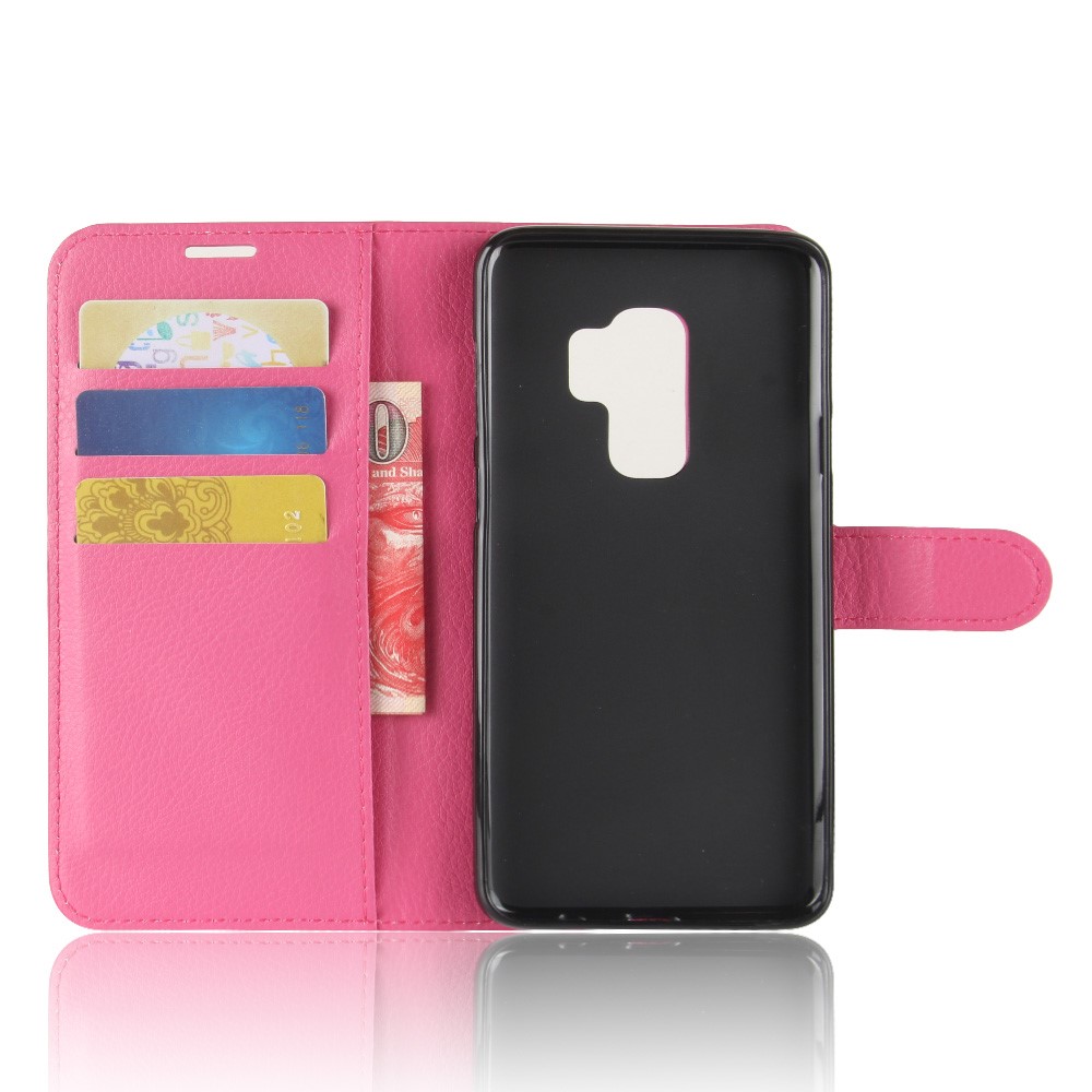 Litchi Skin Wallet Leather Stand Case for Samsung Galaxy S9+ G965 - Rose-3