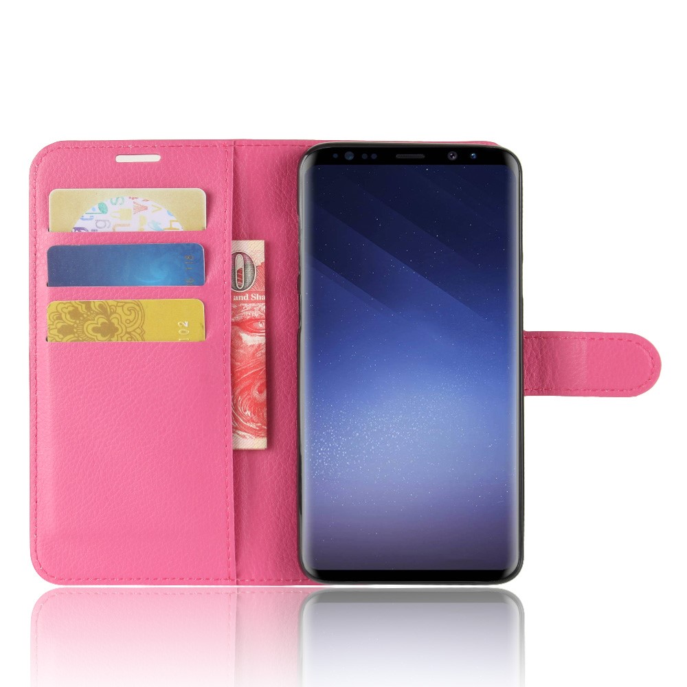 Litchi Skin Wallet Leather Stand Case for Samsung Galaxy S9+ G965 - Rose-4
