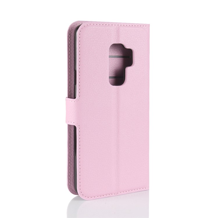 Litchi Skin Wallet Leather Stand Cover for Samsung Galaxy S9+ G965 - Pink-6