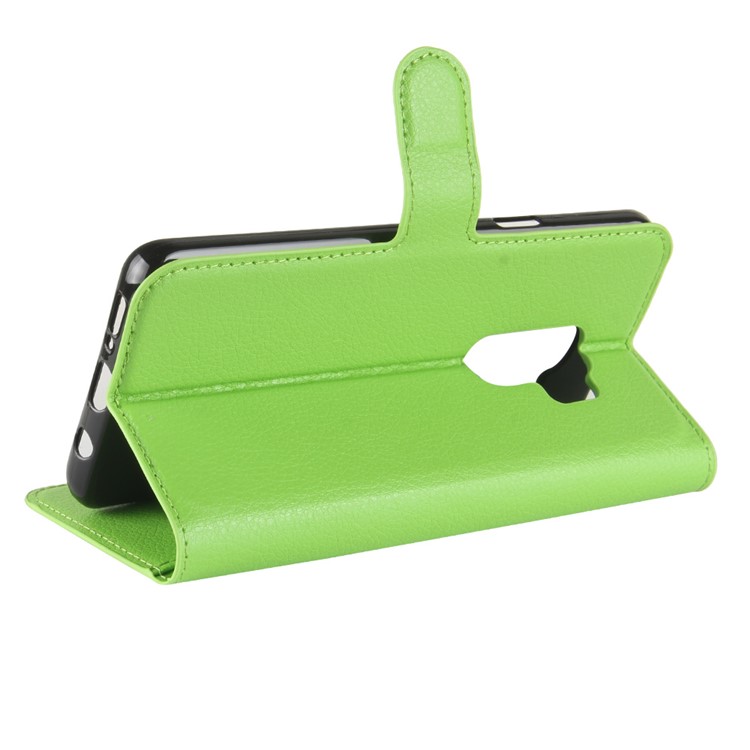 Cubierta de Soporte de Cuero Magnético de Piel Litchi Para Samsung Galaxy S9+ G965 Diseño de Billetera Case de Teléfono - Verde-5