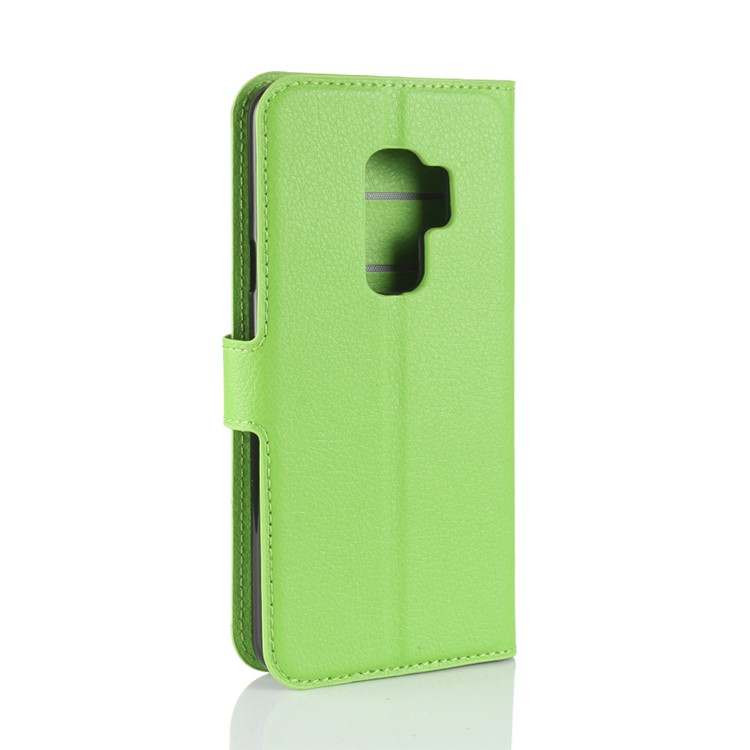 Litchi Skin Magnetic Leather Wallet Case for Samsung Galaxy S9+ G965 - Green-6