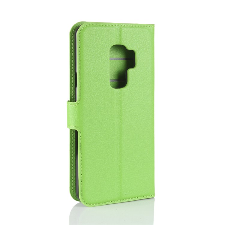 Cubierta de Soporte de Cuero Magnético de Piel Litchi Para Samsung Galaxy S9+ G965 Diseño de Billetera Case de Teléfono - Verde-6