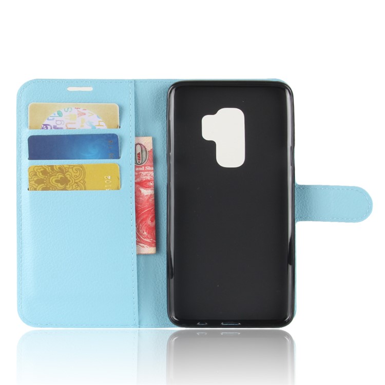 Litchi Skin Magnetic Leather Stand Case for Samsung Galaxy S9+ G965 - Baby Blue-3