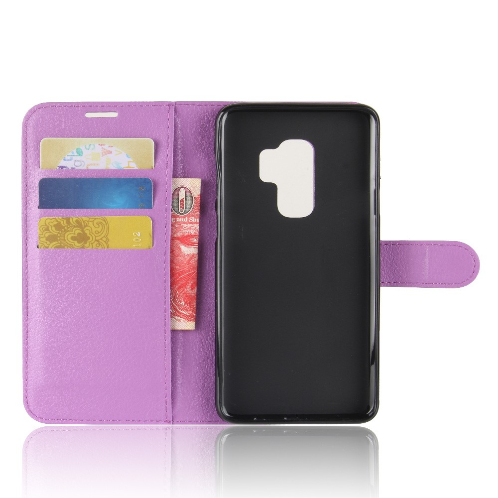 Litchi Skin Magnetic Leather Stand Cover for Samsung Galaxy S9+ G965 - Purple-3
