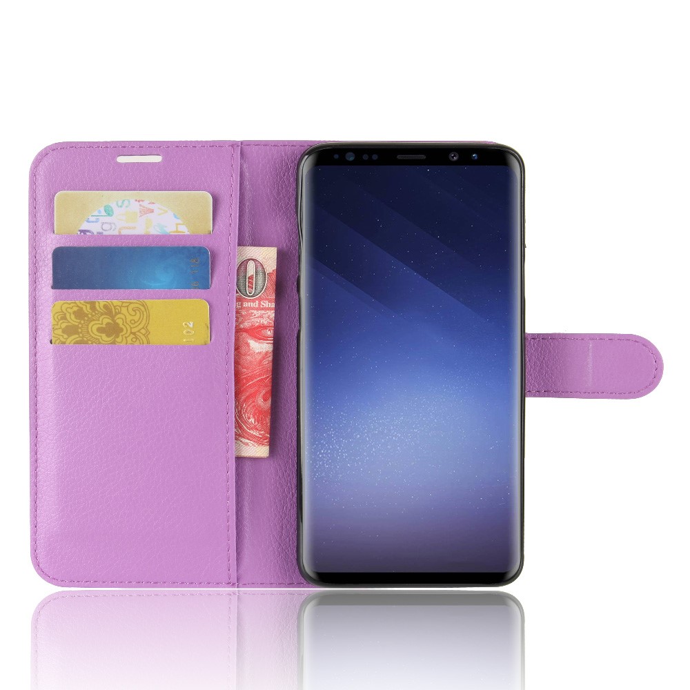 Litchi Skin Magnetic Leather Stand Cover for Samsung Galaxy S9+ G965 - Purple-4