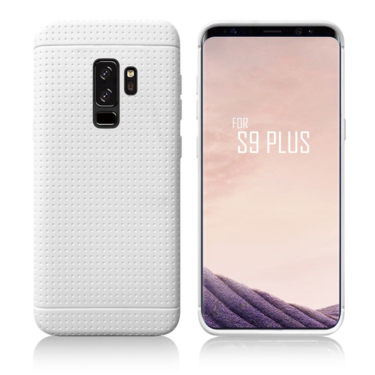 Dot Texture PC + TPU Hybrid Protective Cover for Samsung Galaxy S9 Plus - White-1