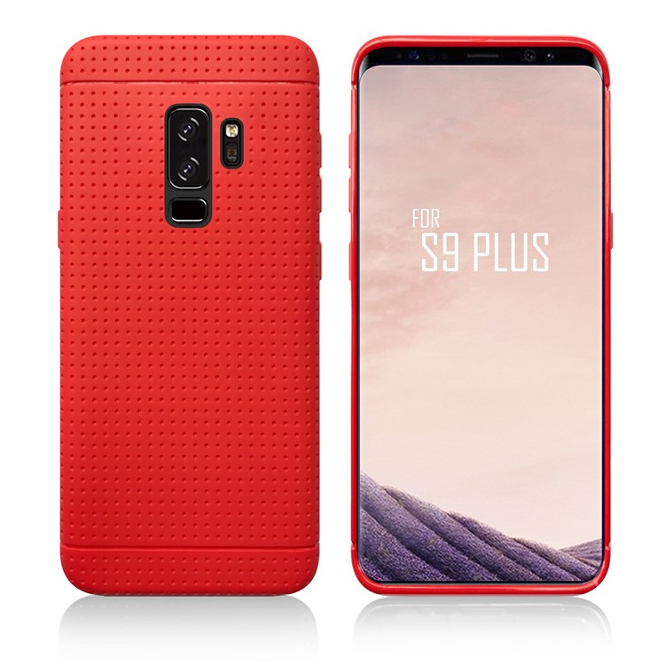 Dot Texture PC + TPU Hybrid Protective Shell for Samsung Galaxy S9+ - Red-1
