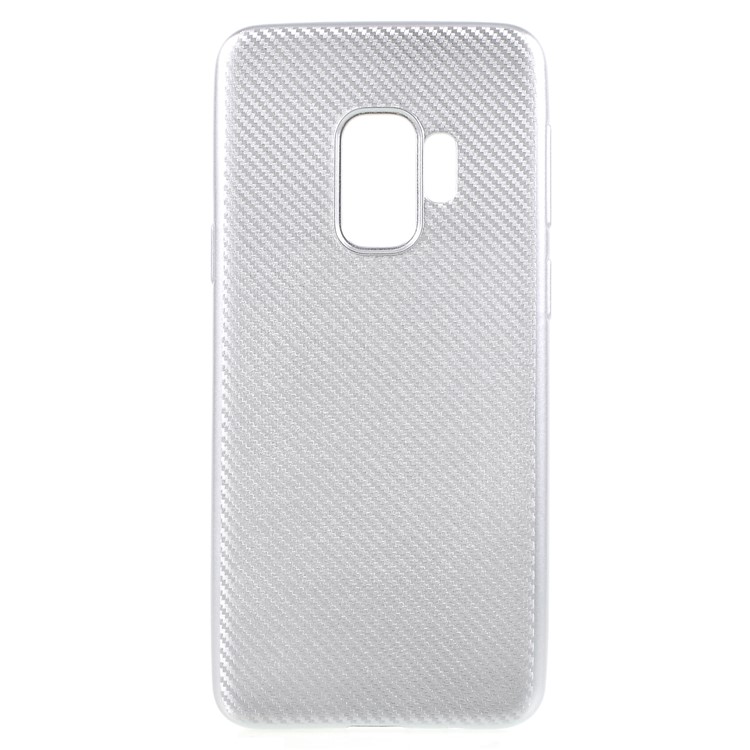 Carbon Fiber Texture Soft TPU Back Cover for Samsung Galaxy S9 - Silver-1