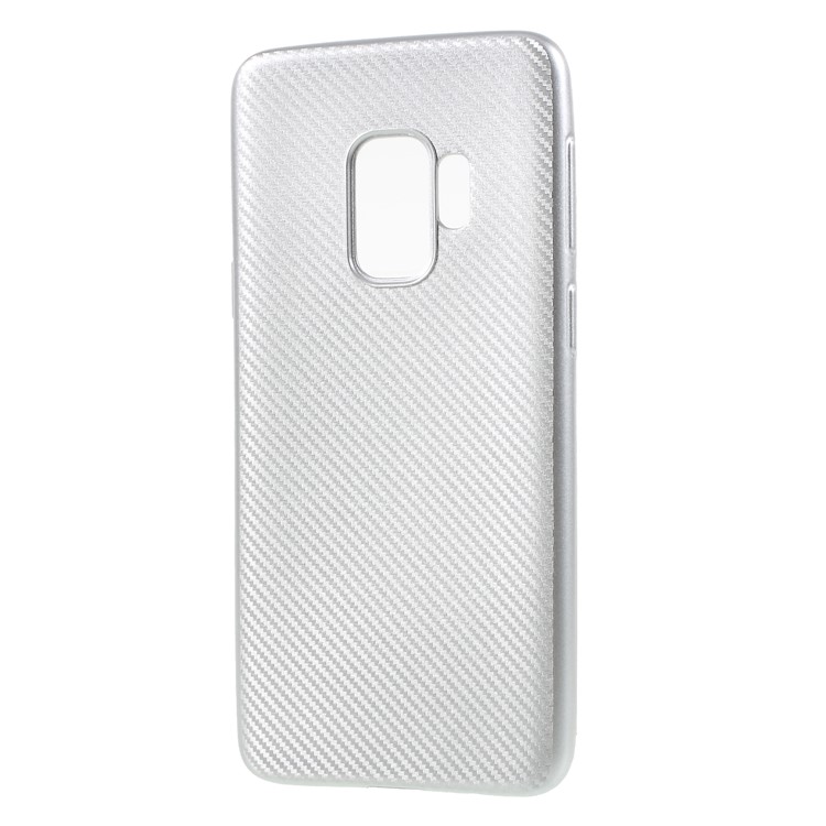 Carbon Fiber Texture Soft TPU Back Cover for Samsung Galaxy S9 - Silver-2