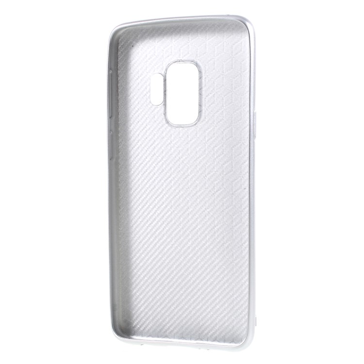 Carbon Fiber Texture Soft TPU Back Cover for Samsung Galaxy S9 - Silver-3