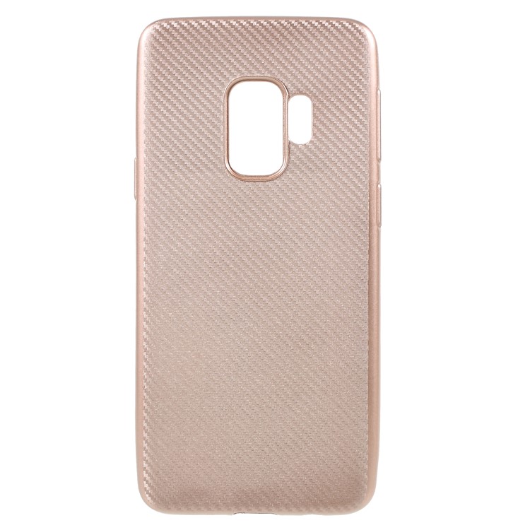 Carbon Fiber Texture Soft TPU Mobile Shell for Samsung Galaxy S9 - Rose Gold-1