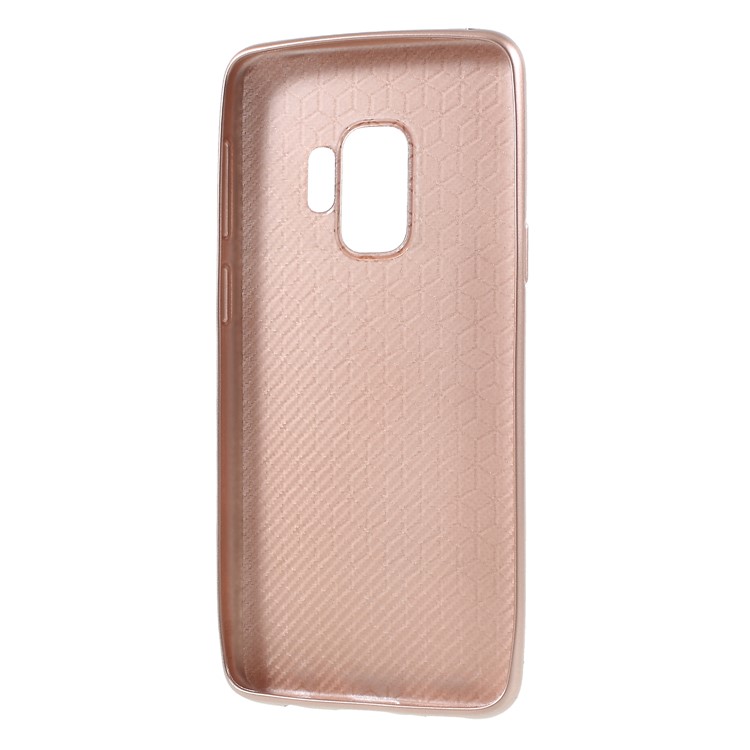 Carbon Fiber Texture Soft TPU Mobile Shell for Samsung Galaxy S9 - Rose Gold-3