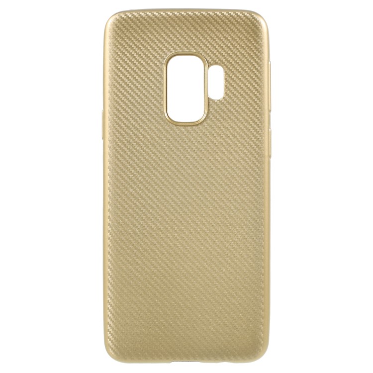 Carbon Fiber Texture TPU Phone Case Accessory for Samsung Galaxy S9 - Gold-1
