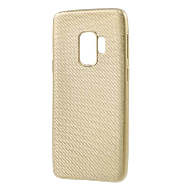 Carbon Fiber Texture TPU Phone Case Accessory for Samsung Galaxy S9 - Gold-2