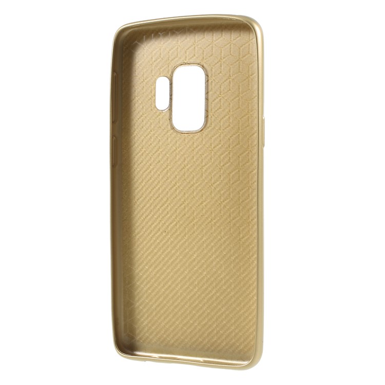 Carbon Fiber Texture TPU Phone Case Accessory for Samsung Galaxy S9 - Gold-3
