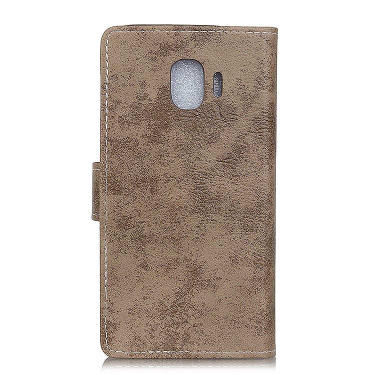 For Samsung Galaxy J2 Pro 2018 Retro Style Wallet Stand PU Leather Phone Casing - Khaki-2