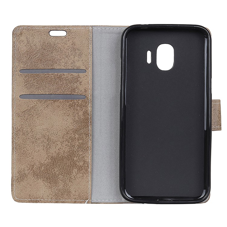 For Samsung Galaxy J2 Pro 2018 Retro Style Wallet Stand PU Leather Phone Casing - Khaki-5