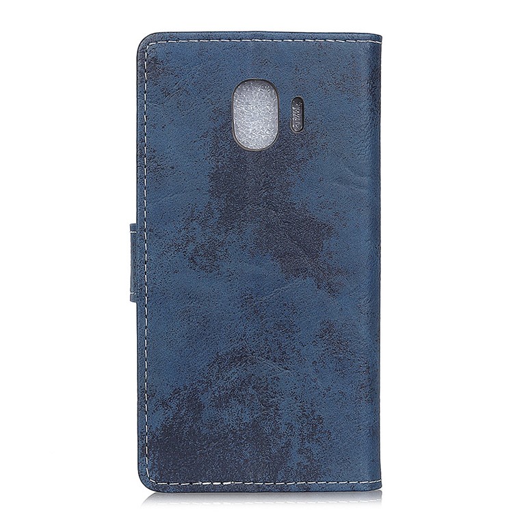 For Samsung Galaxy J2 Pro 2018 Vintage Style Leather Wallet Cellphone Cover Case - Blue-2