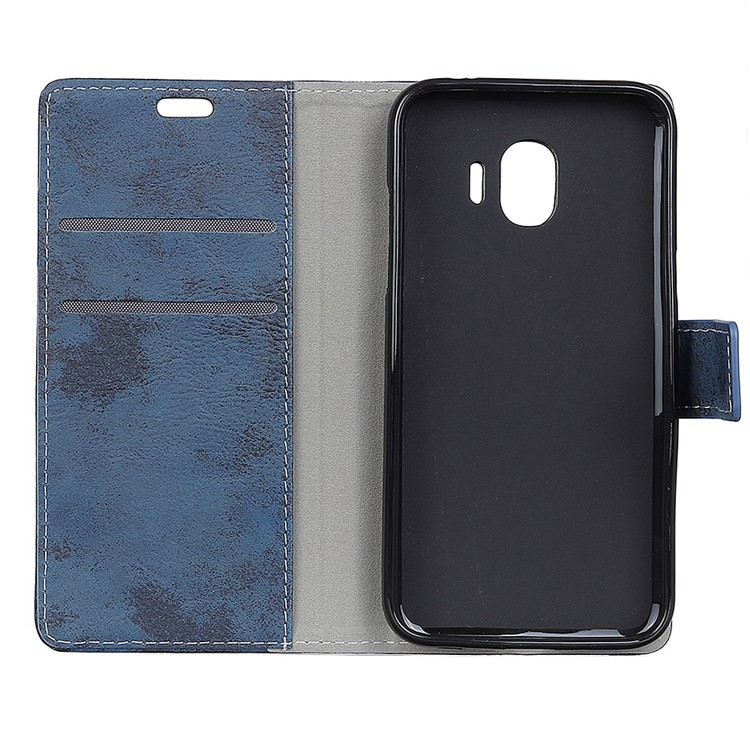 For Samsung Galaxy J2 Pro 2018 Vintage Style Leather Wallet Cellphone Cover Case - Blue-5