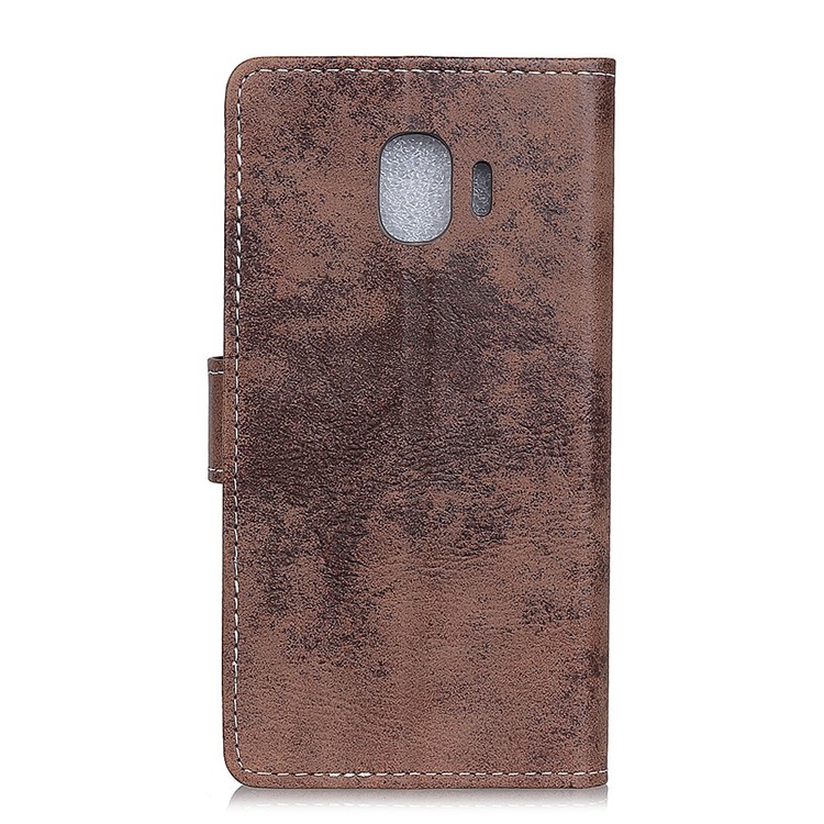 For Samsung Galaxy J2 Pro 2018 Retro Style Wallet Stand PU Leather Mobile Case Accessory - Brown-2