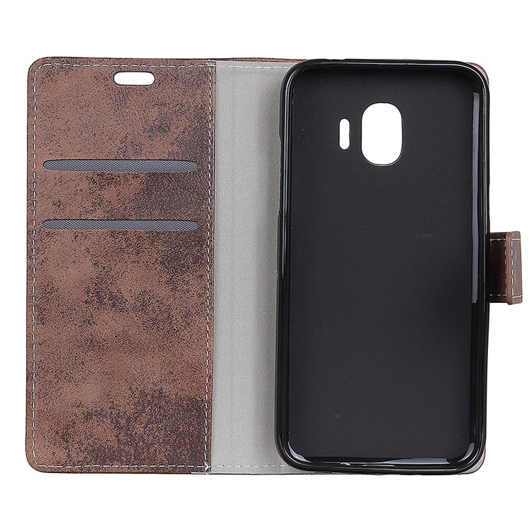 For Samsung Galaxy J2 Pro 2018 Retro Style Wallet Stand PU Leather Mobile Case Accessory - Brown-5