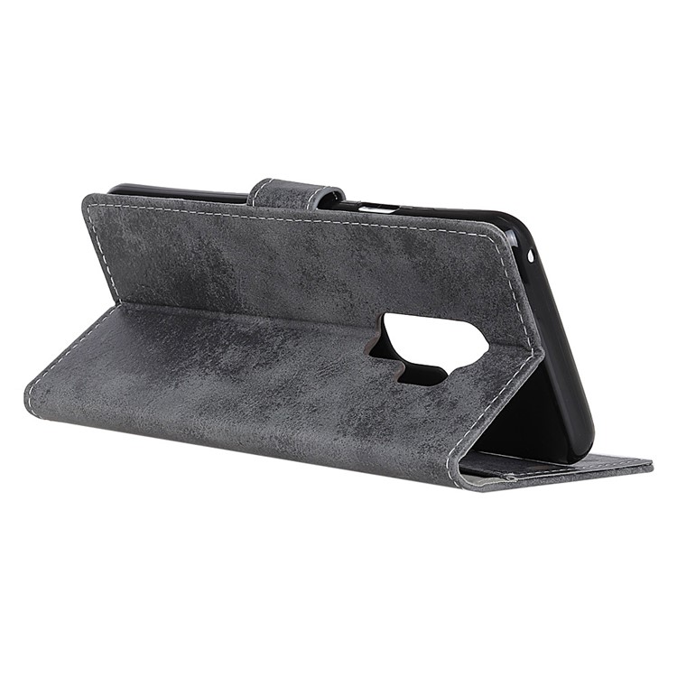 Vintage Style Wallet Stand Leather Protective Case for Samsung Galaxy S9 Plus - Grey-6