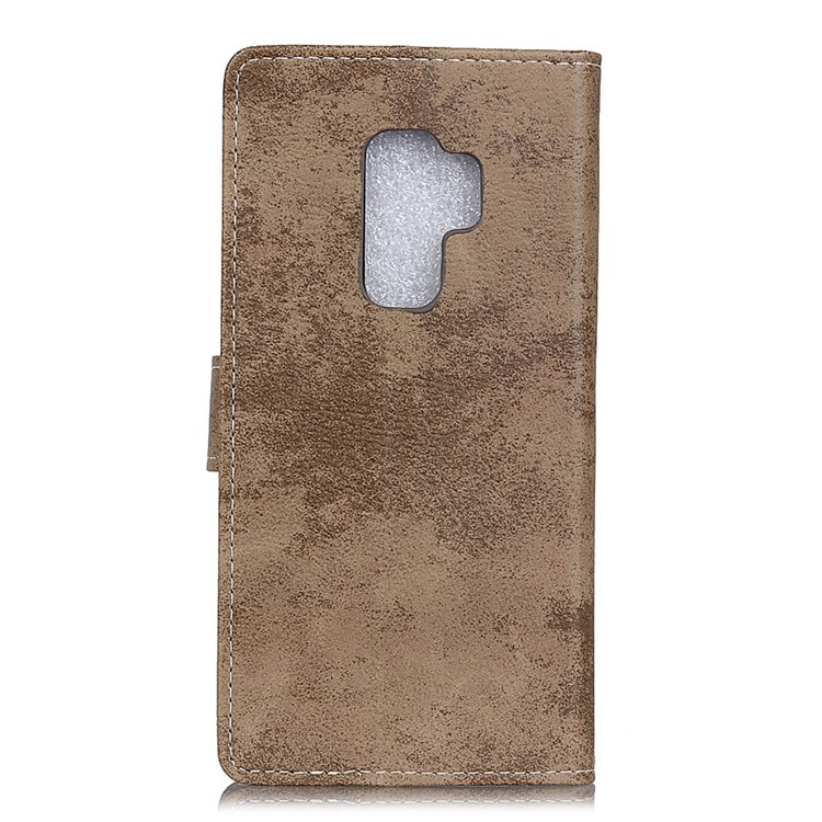 Vintage Style Wallet Leather Stand Mobile Case for Samsung Galaxy S9 Plus G965 - Khaki-2